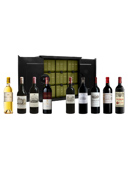 Duclot 9 bottles Case Bordeaux Collection (1 x 75cl of each Petrus, Mouton, Lafite,Margaux,Haut Brion,Mission,Cheval ,Ausone,Yquem)